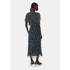 Whistles Moon Spot Print Midi Navy Dress